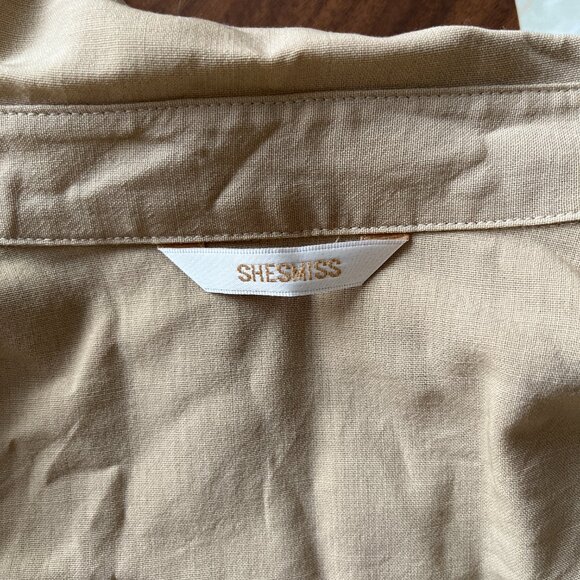 Tan Beige Button Down Shirt - Picture 3 of 5